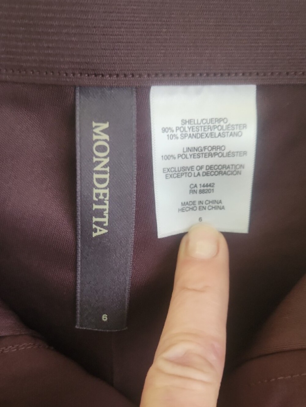 Mondetta Women's Straight-Leg Pants in Deep Burgundy - Picture 6 of 7